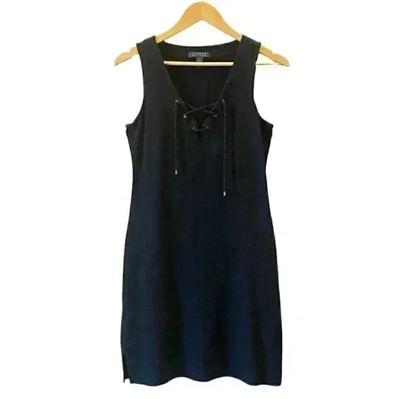 Lauren Ralph Lauren Dress  Black Sleeveless Lace Up V Neck Tunic Size Small - Picture 1 of 16